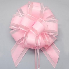 FQTANJU 5 PCS 6 Inch Pink Organza Pull Bows, Classic Style for 6 inches,