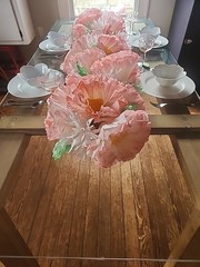 •EVENT IN A BOX• Handcrafted Romantic Paper Flowers, 60″x14″ tablescape