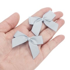 6Pcs Mini Grosgrain Ribbon Bow 2″ Self Adhesive Flower Bows Silver