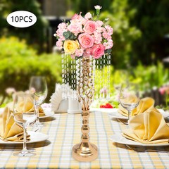 10 Pcs Wedding Crystal Flower Stand Desktop Metal Flower Vase Event Party Decor