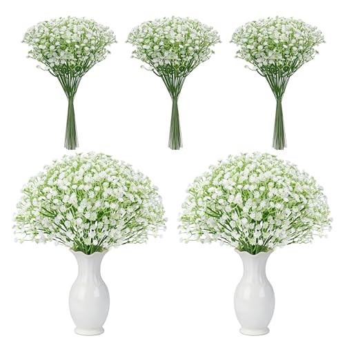 24PCS White Babys Breath Artificial Flowers,11» Elegant Faux 24-Baby Breath