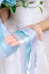 13″ Artificial Silk Wedding Bouquet for Bride – Provence Blue Floral Arrangement