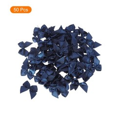 50pcs, Mini Ribbon Bow 1″ Mini Fabric Satin Ribbon Flower Bows Navy Blue