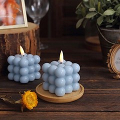 DUSTY BLUE 2 Bubble Cube 2″ Flameless LED CANDLES Decorative Centerpieces Party