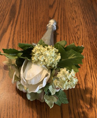 Hand Held Pewter Metal Bridal Bouquet Cone Holder W/Artificial Flowers