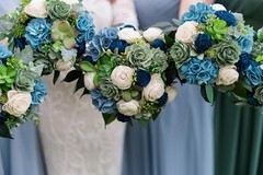 Dusty Blue Sage Navy Sola Wood Succulent Bridal Bouquet White Wedding Flowers