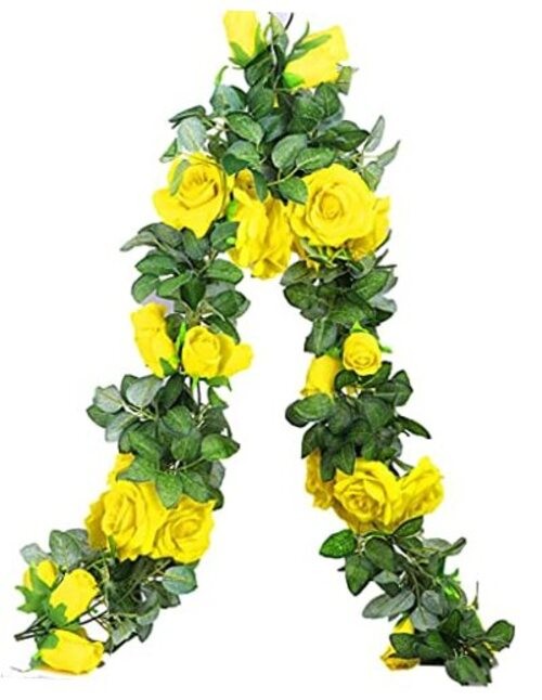 13 FT Artificial Rose Vine Flowers Fake Rose Garland Flower Silk Hanging Yellow