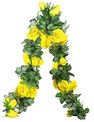 13 FT Artificial Rose Vine Flowers Fake Rose Garland Flower Silk Hanging Yellow