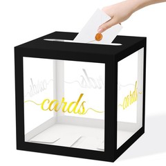 Black Clear Gold Card Box 8.7 Inch Wedding Reception Money Birthday Party