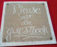 Burlap & Wood Wedding Guest Book Sign In Plaque