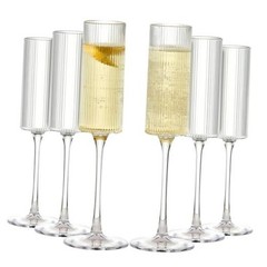 Lueumxc 16 Pack Ribbed Acrylic Champagne Flutes, 5.5oz-Ribbed-Crystal-16pack