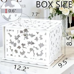 White Butterfly Card Box with Lock & Slot, Elegant Wedding Card Boxes for Recept