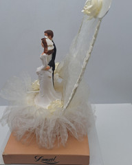 Vintage Lumart Wedding Cake Topper s Bride Groom Lace Arch Memorable Moment NIP