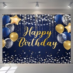 Happy Birthday Backdrop 7x5ft for Men Boys Navy Blue and Gold Happy Birthday …