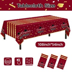 Childom 3 Pack Graduation Tablecloth,Graduation 54″ x 108″, Wine Red