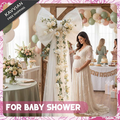 BreezeHug Wedding Giant Bow Decor Big with 31.5 x 24 x 67 inches, White