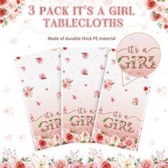 3 Pack Floral Baby Shower 3 – 108″ x 54″ (Rectangular), Multi Color