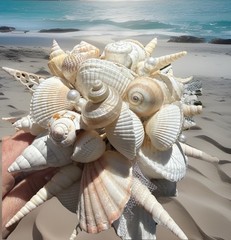 Natural Seashell Wedding Bouquet, Forever Keepsake, Beautiful One Of A Kind