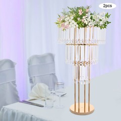 3-Tier Clear Gold Wedding Flower Stand Acrylic Iron Floor/Tabletop