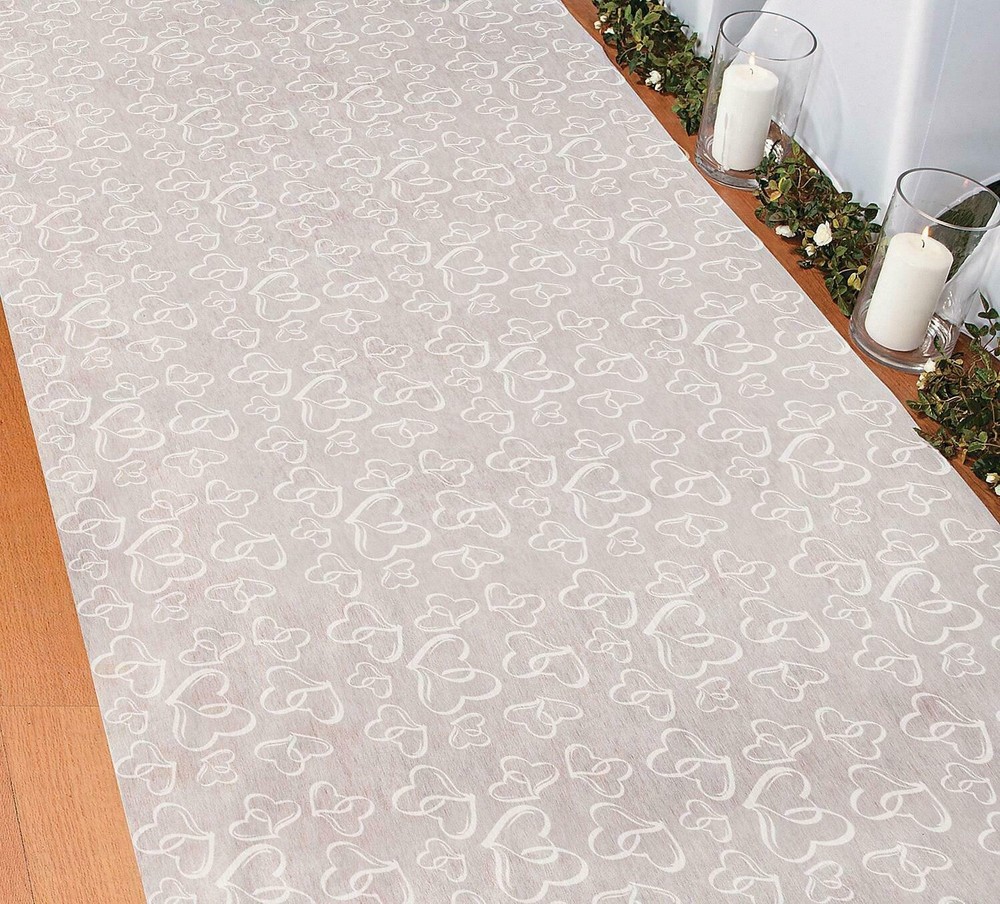 Wedding Aisle Runner Marriage Ceremony White Bridal Carpet Hearts Design 100-Ft
