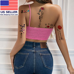 32Pcs Red Temporary Rose Flower Arm & Leg Tattoo Stickers, Sexy Stripper Chest &