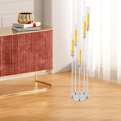 5-Arm Candle Holder Acrylic Clear Freestanding Candle Holder with Candle Cover