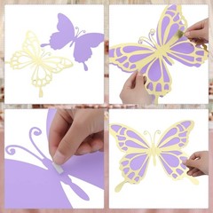 12 Large 3D Butterflies, Party Hanging Decor, Wedding Table Centerpiece, Purple