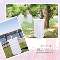 2 Packs Round Cocktail Table Skirt 32″x 43″ Spandex 2 Pack-32″x 43″ White