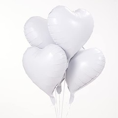 18 Inch White Heart Mylar Balloons, 10pcs Big Foil Balloons for Birthday Party
