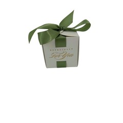 49 Pack White Especially For You Favor Boxes with Green Ribbon 2.5 Inch