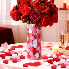 80 Pieces Valentines Day Foam Heart Vase Fillers Valentine Heart Decor Pink