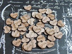 100 little wooden love heart rustic wedding table confetti, guest book decor USA