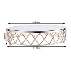 14″ Gold Clear Round Metal Glass Geometric Cake Stand Wedding Party Decorations