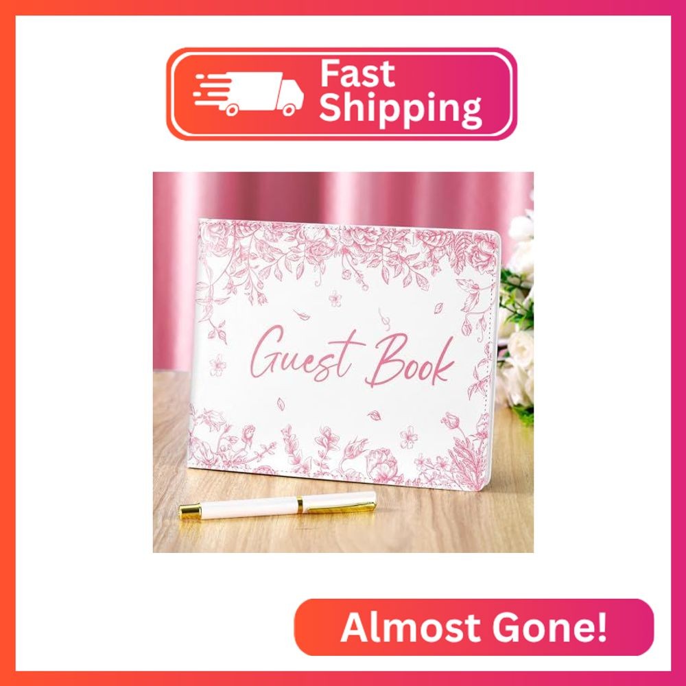 Panelee Wedding Guest Book 7 x 9 Inches for Reception with Pen Set Elegant Guest