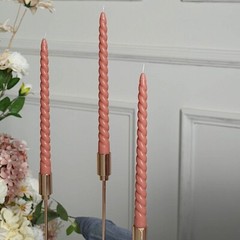 DUSTY ROSE 12 Spiral 11″ Long Unscented Premium Wax Taper CANDLES Party