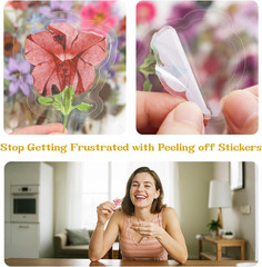 320Pcs Realistic Transparent Flower & Wax Seal Stickers – Easy Peel Clear Botani