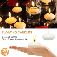 20 Pcs White Floating Candles Centerpieces for Wedding Small Unscented Floati…