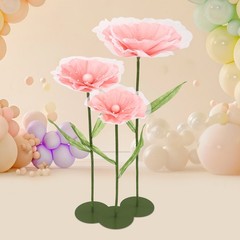 3pcs Artificial Handmade Free Standing Decoration Corn Poppy Flower Round Bases
