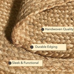 Chardin home Oval Braided Natural Fiber Jute Rug – 3×5 ft, Handcrafted Boh