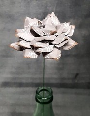 Handmade Paper Flower on stem (Gray Pattern No.5) for Wedding, St. Valentine’s