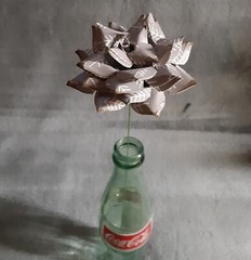 Handmade Paper Flower on stem (Gray Pattern No.5) for Wedding, St. Valentine’s