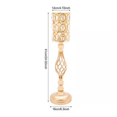24 In. H Gold Metal Iron Crystal Decor Vases Wedding Party Table Decoration Vase