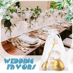 Yiyiring 25 Sets Bridal Shower Tea spoon: about 7.4 inches long, Gold
