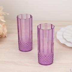 6 PURPLE 14 oz Crystal Plastic DRINKING GLASSES Party Events Disposable