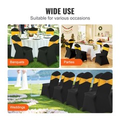 VEVOR 30PCS Black Stretch Spandex Folding Chair Covers for Wedding Party Dining