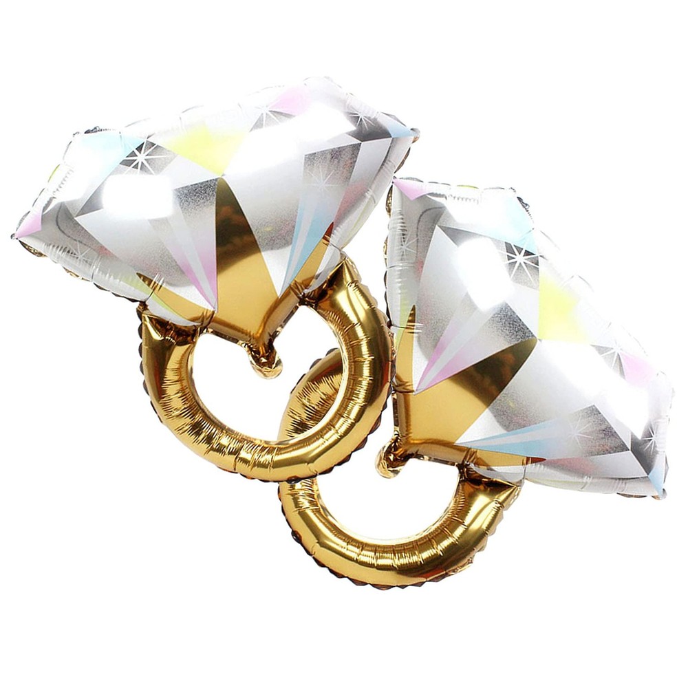 2Pcs Diamond Ring Aluminum Balloon,Wedding Bridal 26 Inches, Multi Colors