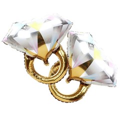 2Pcs Diamond Ring Aluminum Balloon,Wedding Bridal 26 Inches, Multi Colors