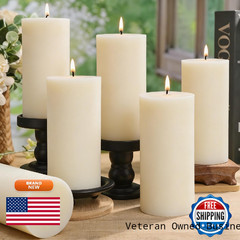 Ginitiri 6 Pack Natural Ivory Soy Pillar Candles 2.8X6 In Hand-Poured Unscented
