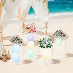 4Pcs Clear Acrylic Pedestal Stands, Display Pedestal for Floral & Cake Display