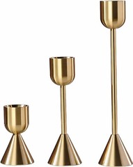 Brass Gold Candlestick Holder,Taper Candle Holders,Set of 3 Stick